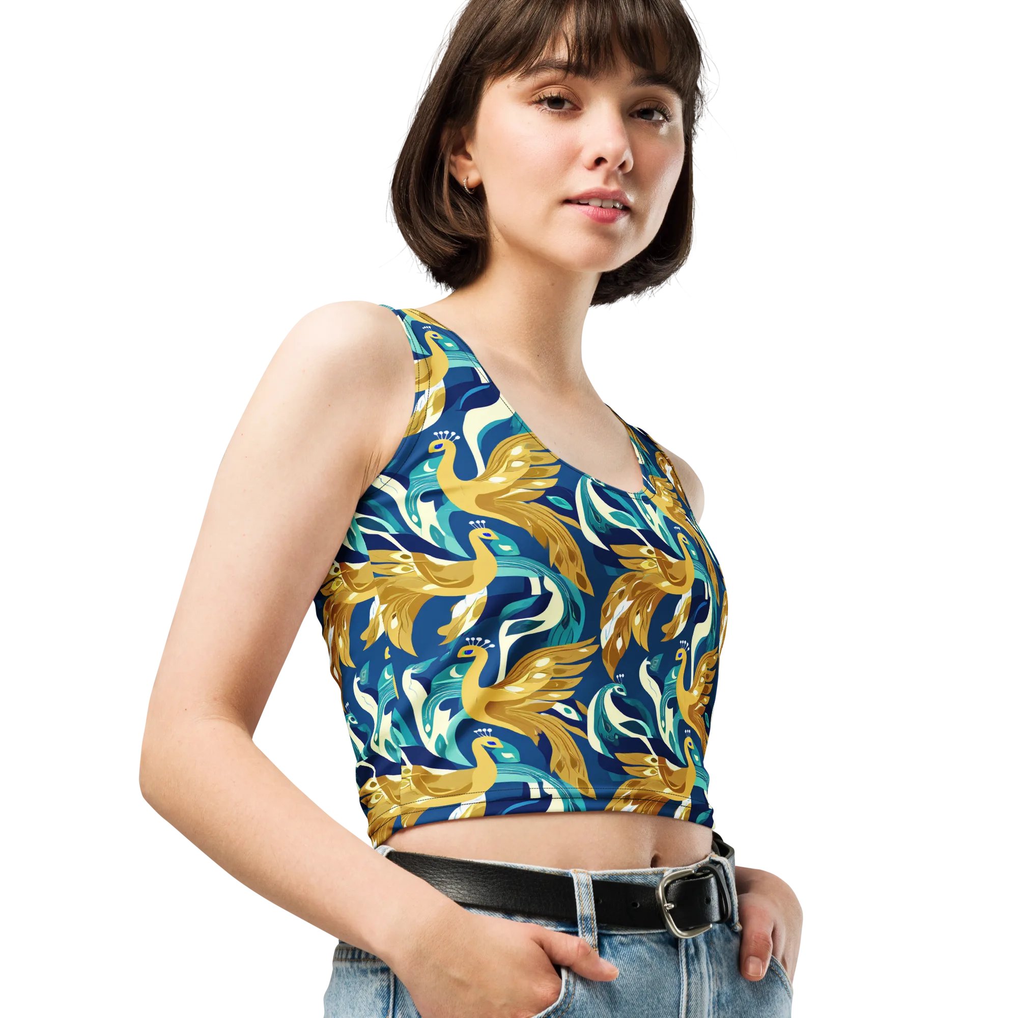 Gilded Peacock Tide on Crop Top — Print file