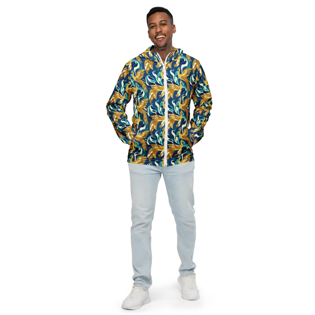 Gilded Peacock Tide on Men's Windbreaker — Front