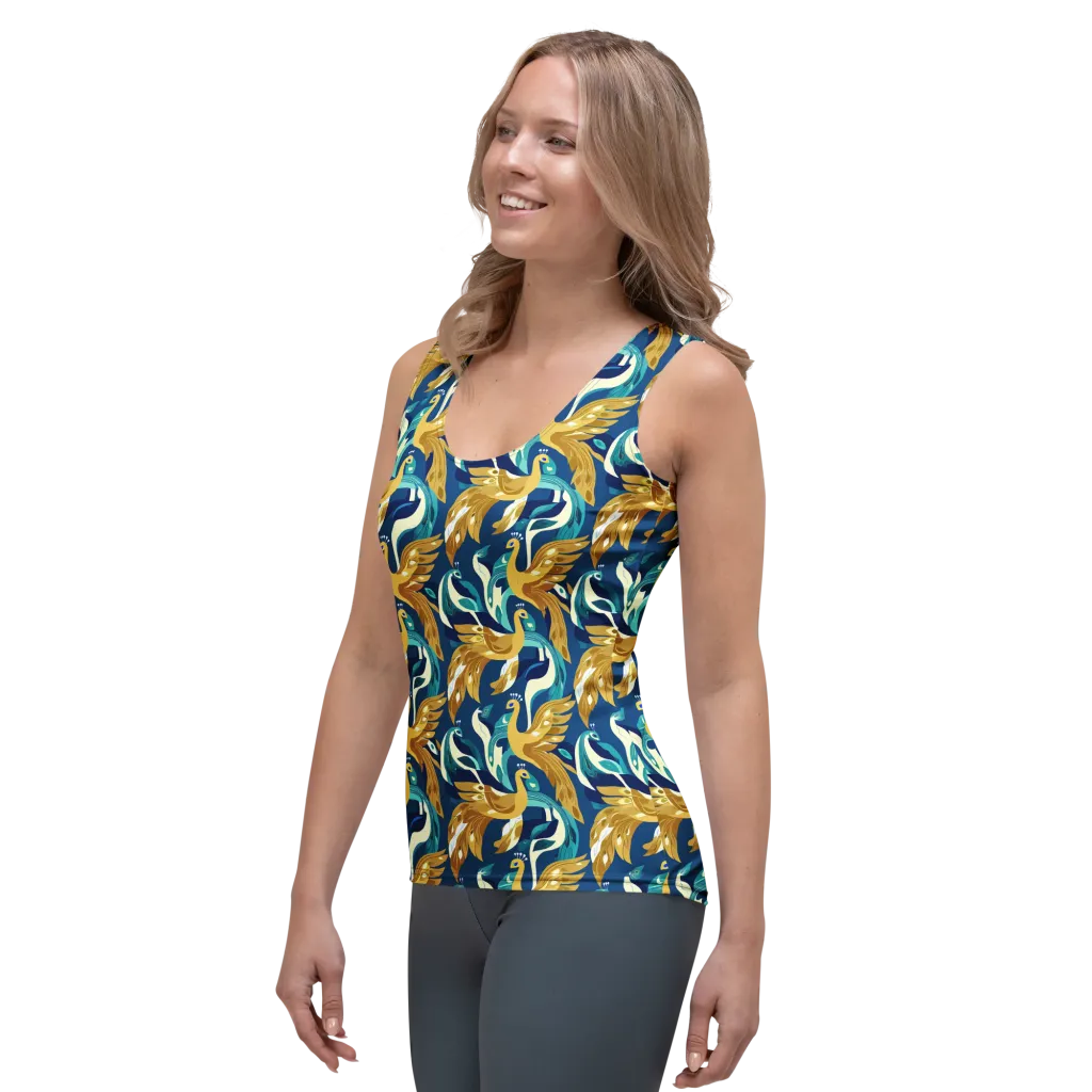 Gilded Peacock Tide on Women's Tank Top — Left Front