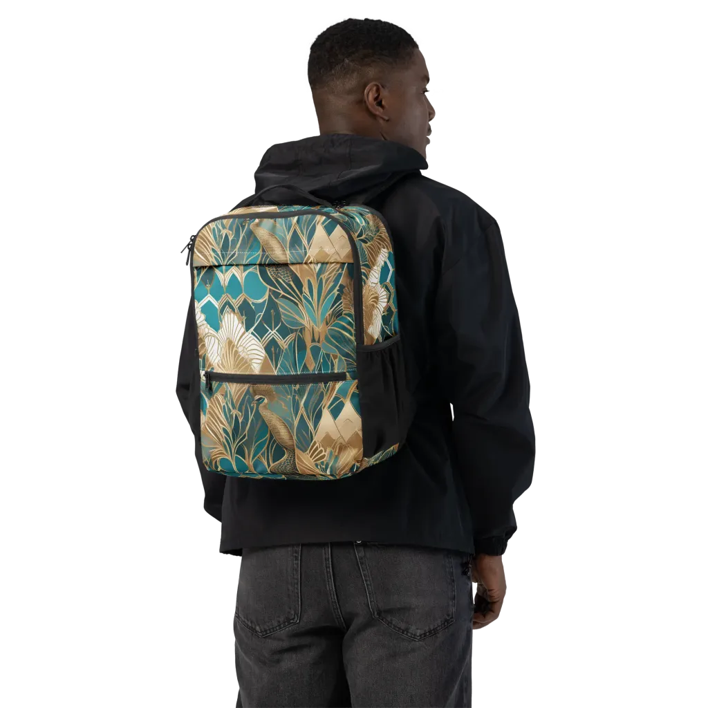 Gilded Peacock Garden on Utility Backpack — Back