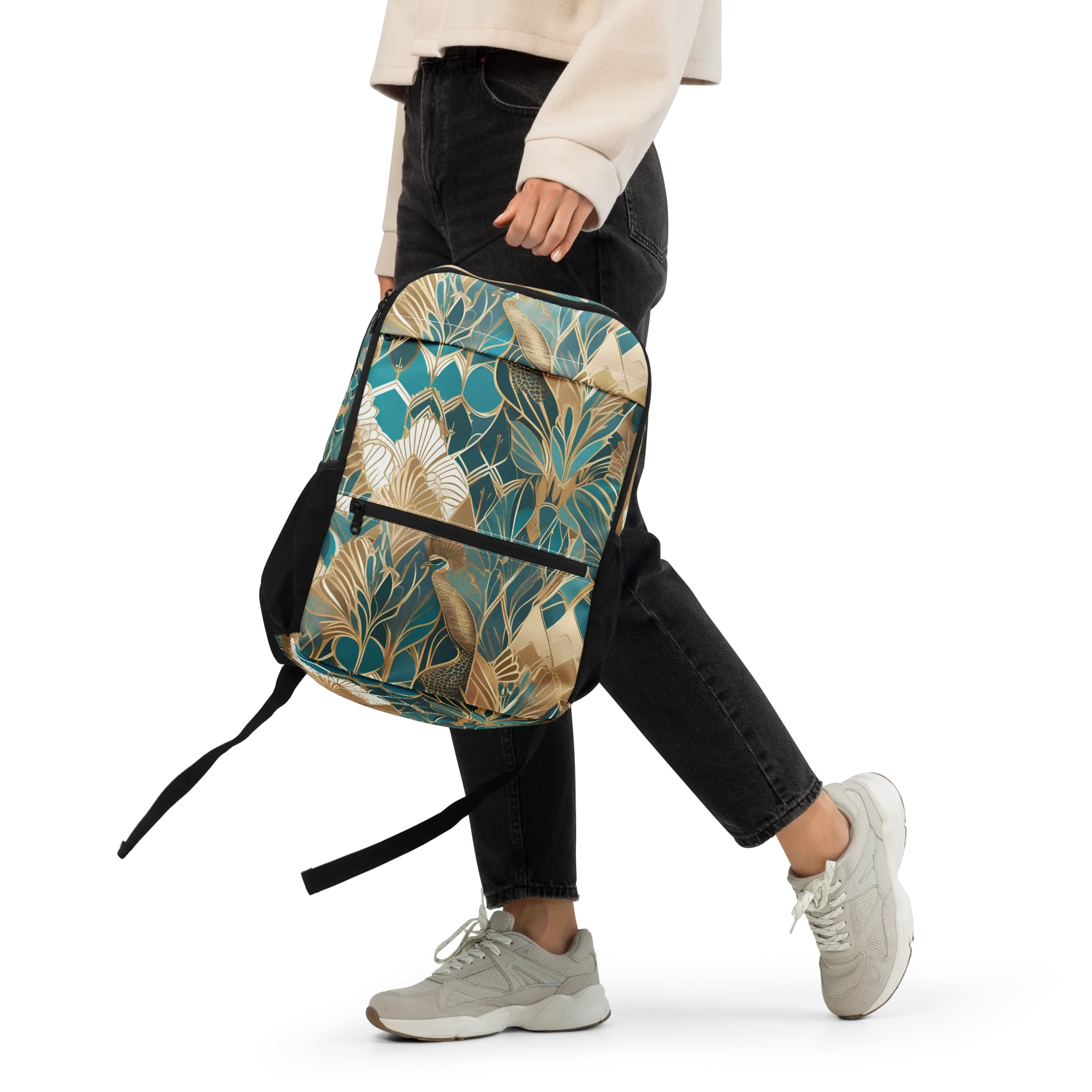 Gilded Peacock Garden on Utility Backpack — Front 2