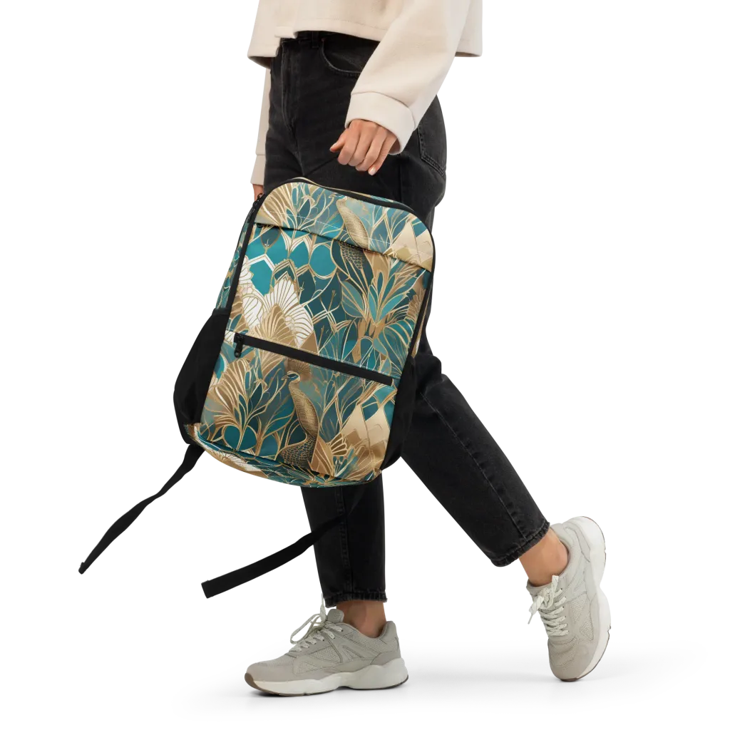 Gilded Peacock Garden on Utility Backpack — Front 2