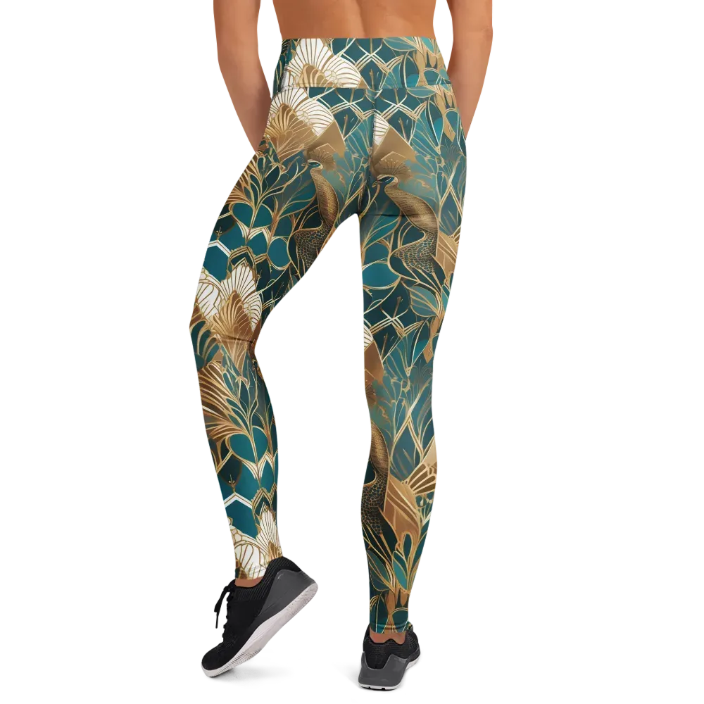 Gilded Peacock Garden on Yoga Leggings — Back