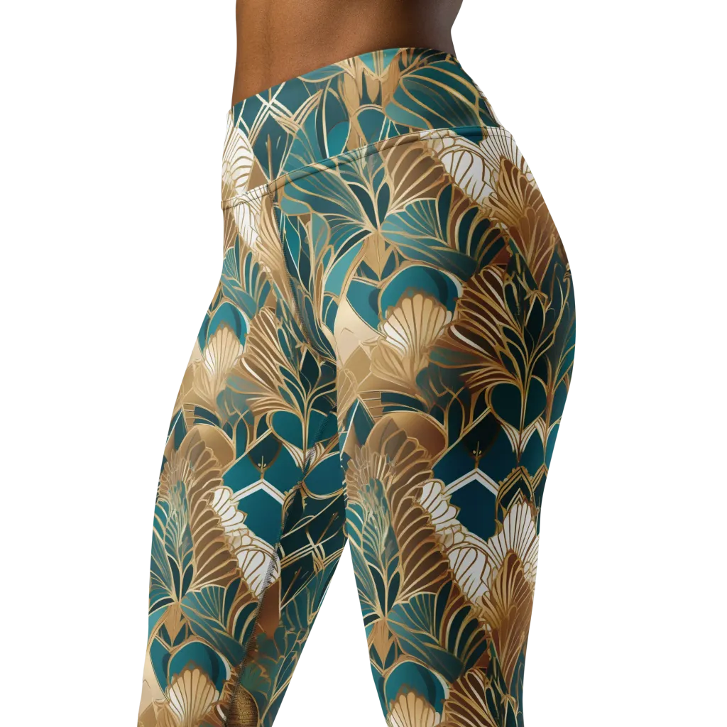 Gilded Peacock Garden on Yoga Leggings — Print file