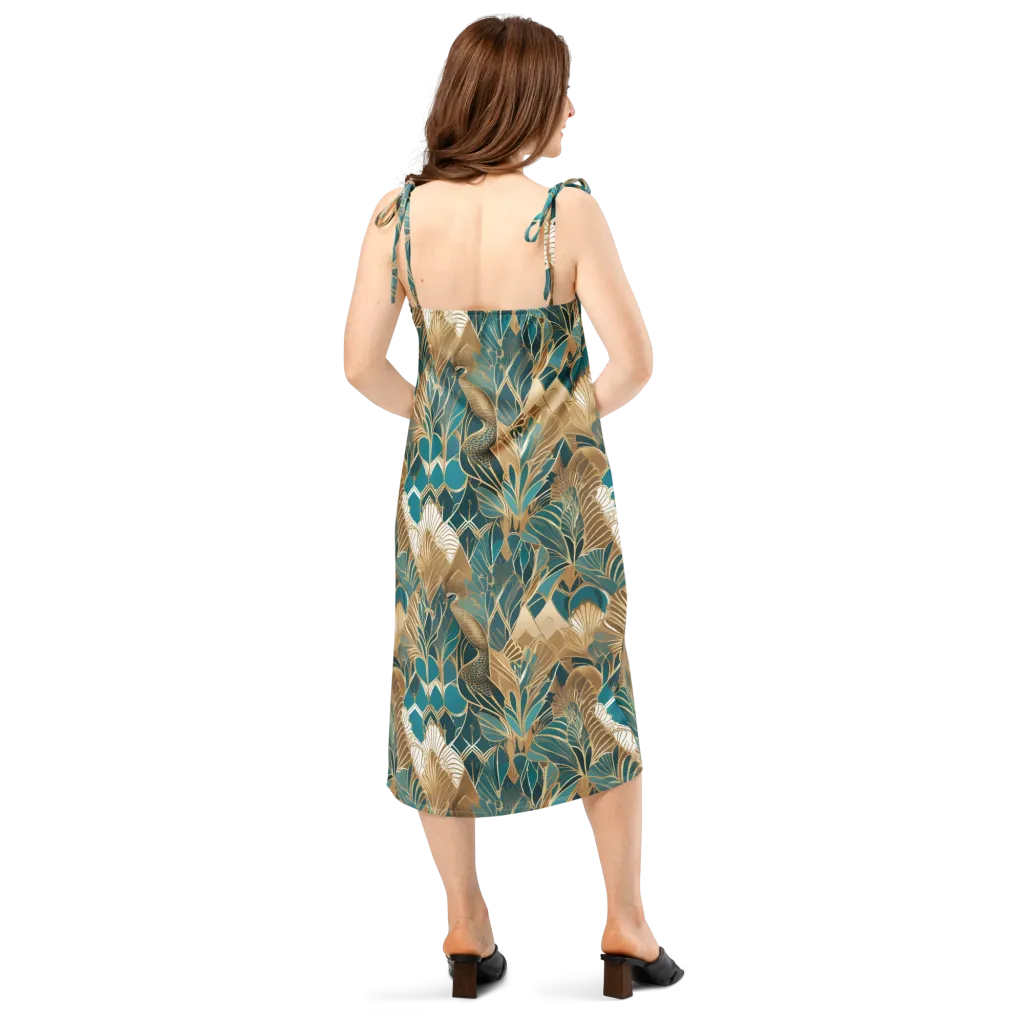 Gilded Peacock Garden on Slip Dress — Back