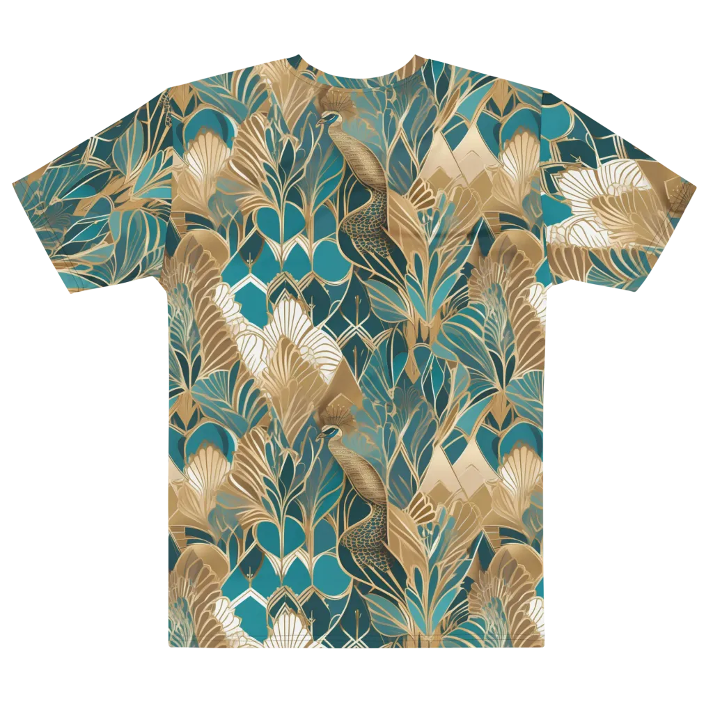 Gilded Peacock Garden on Men's Cotton Crew Neck T-Shirt — Front print
