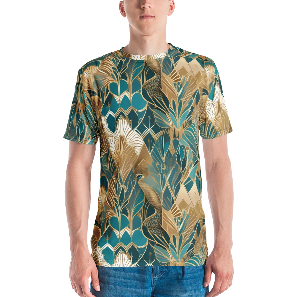 Gilded Peacock Garden on Men's Crew Neck T-Shirt — Front