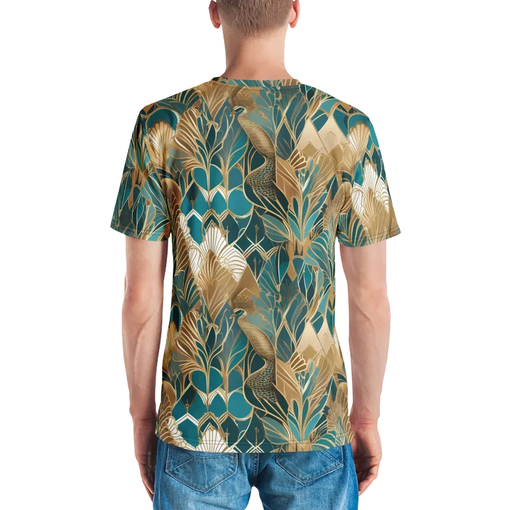 Gilded Peacock Garden on Men's Crew Neck T-Shirt — Back