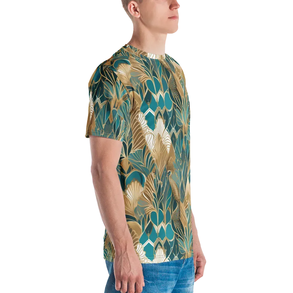 Gilded Peacock Garden on Men's Crew Neck T-Shirt — Right