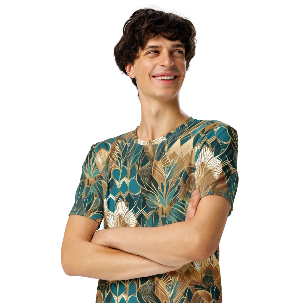 Gilded Peacock Garden on Men's Crew Neck T-Shirt — Front print