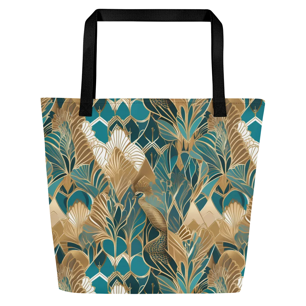Gilded Peacock Garden on Large Tote Bag W/ Pocket — Front