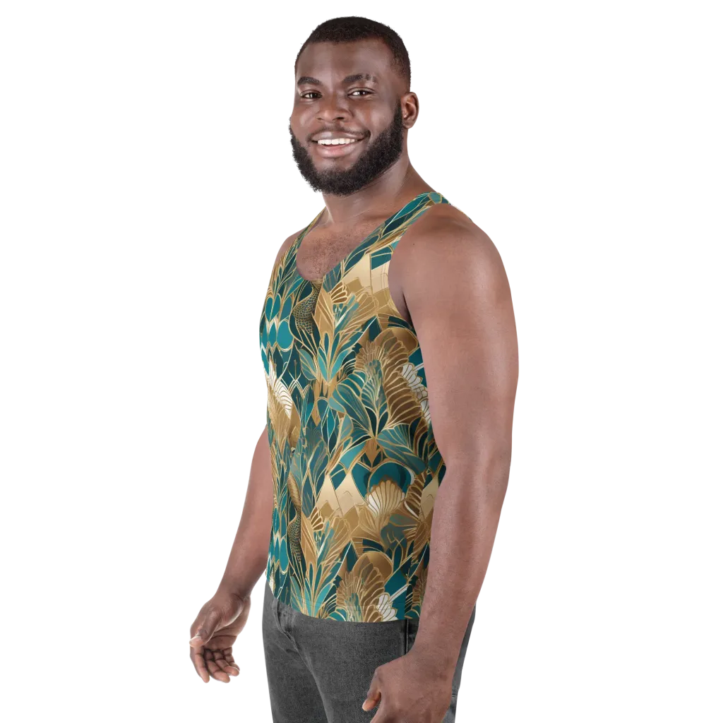 Gilded Peacock Garden on Men's Tank Top — Left Front