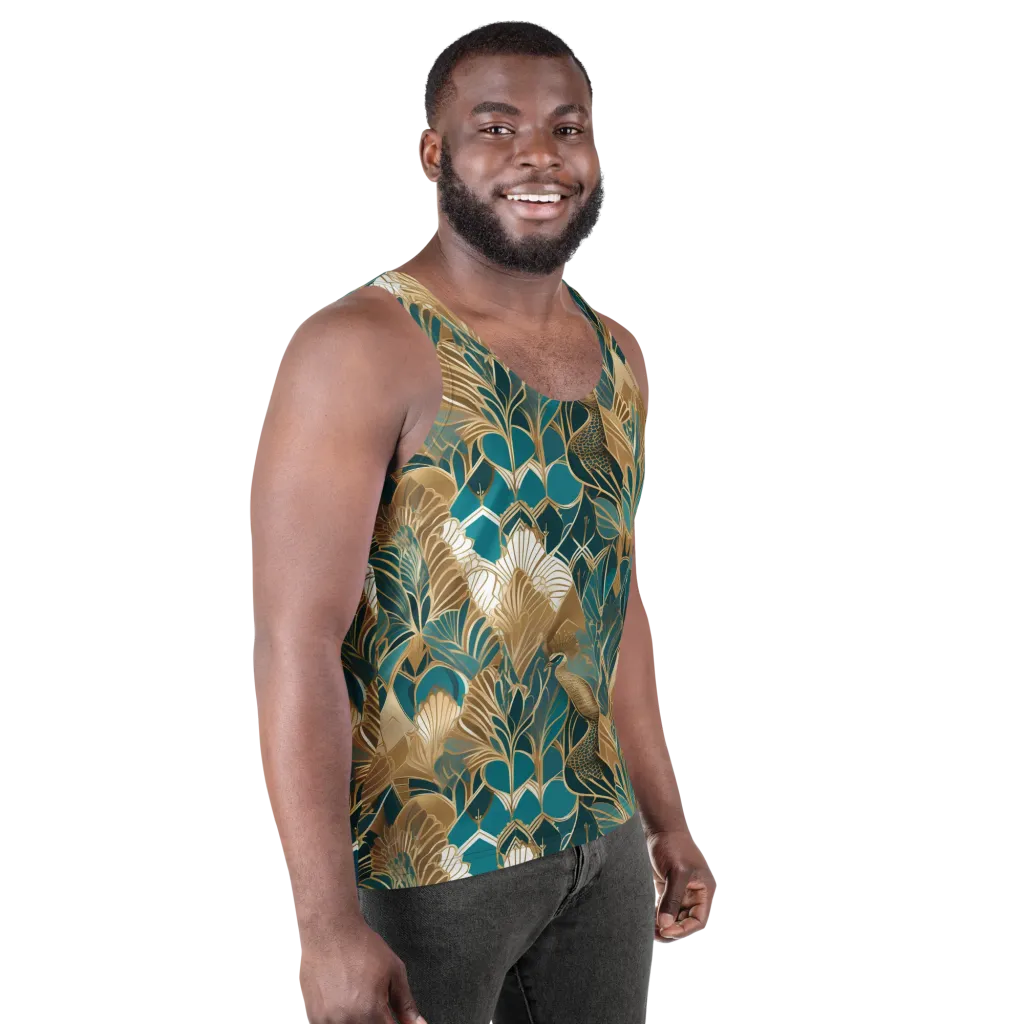 Gilded Peacock Garden on Men's Tank Top — Right Front