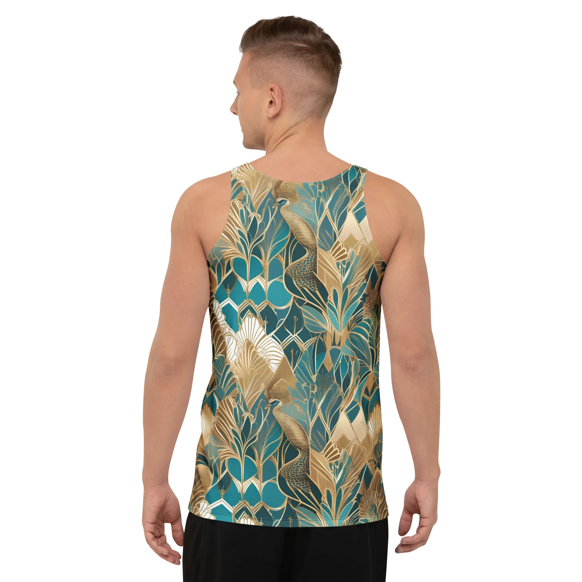 Gilded Peacock Garden on Men's Tank Top — Back print