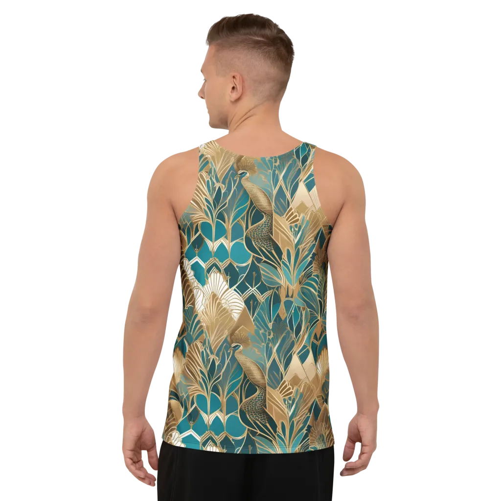 Gilded Peacock Garden on Men's Tank Top — Back print
