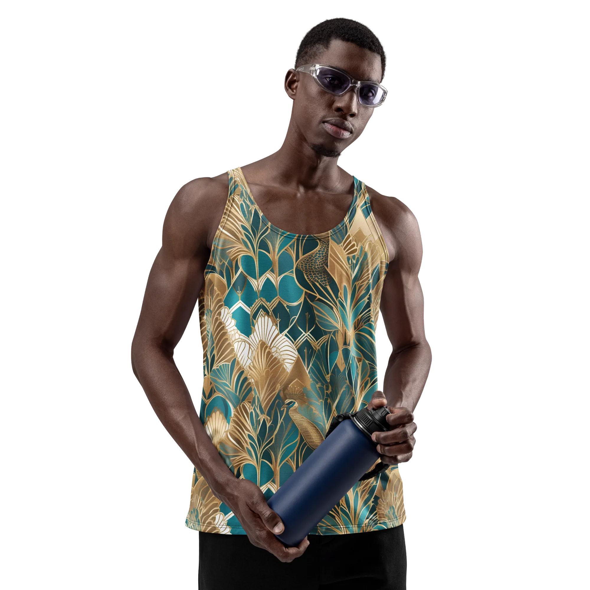 Gilded Peacock Garden on Men's Tank Top — Front print