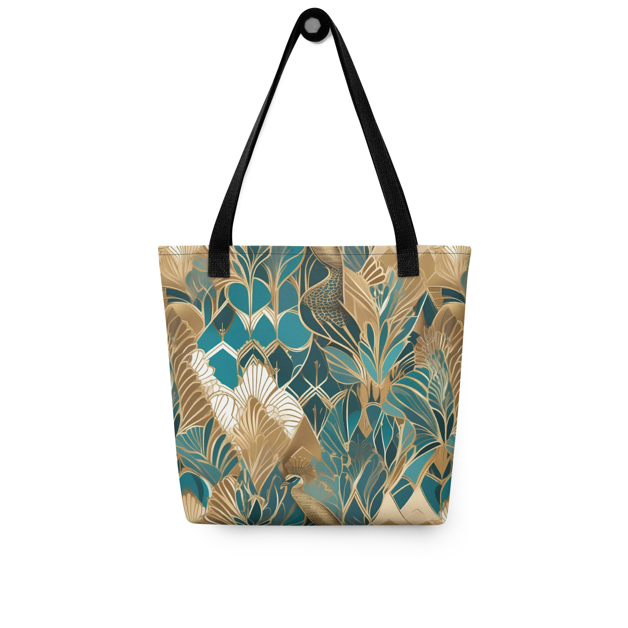 Gilded Peacock Garden on Tote Bag — Front