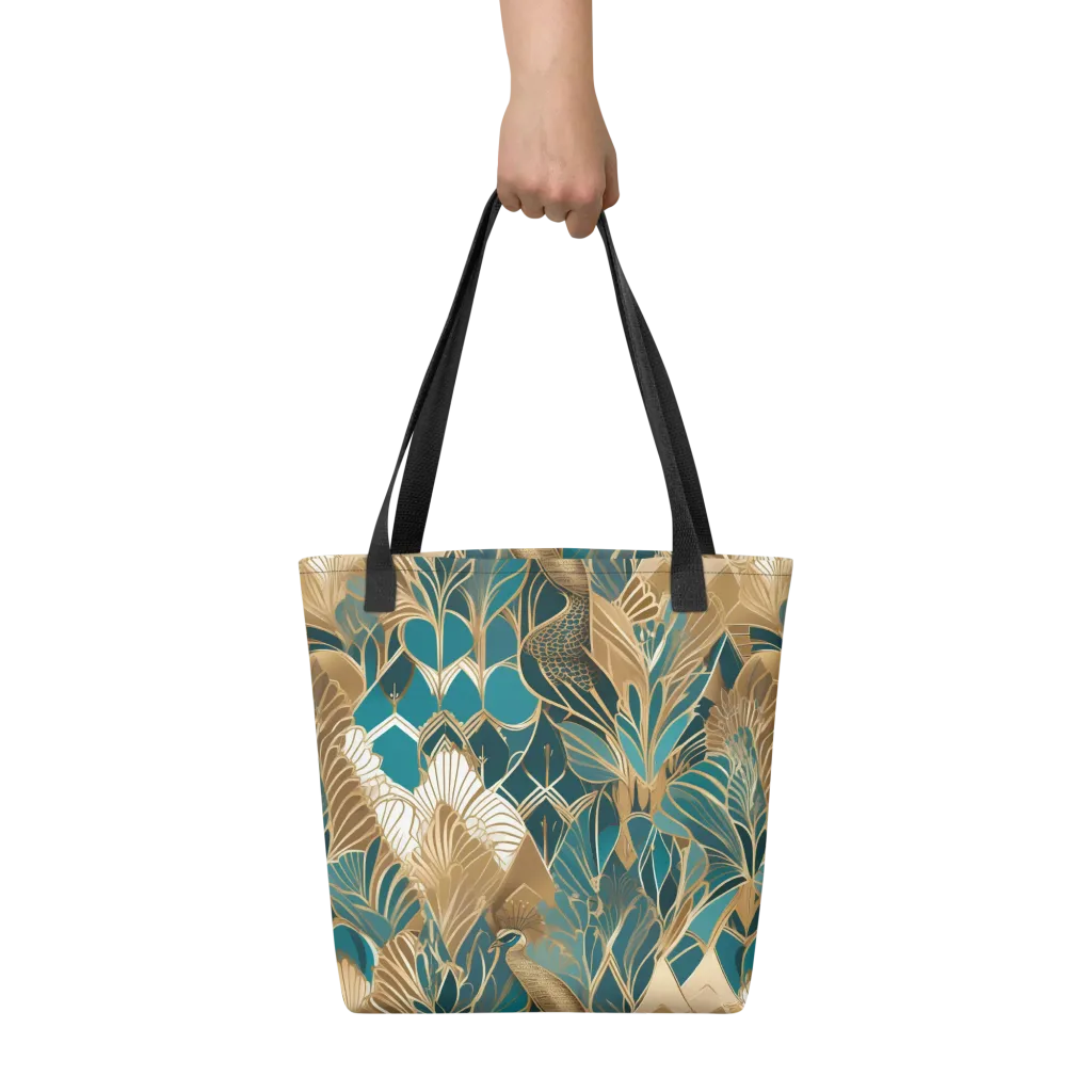 Gilded Peacock Garden on Tote Bag — Print file