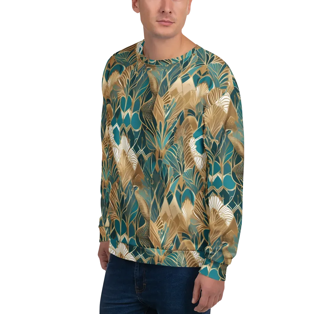 Gilded Peacock Garden on Sweatshirt — Left Front
