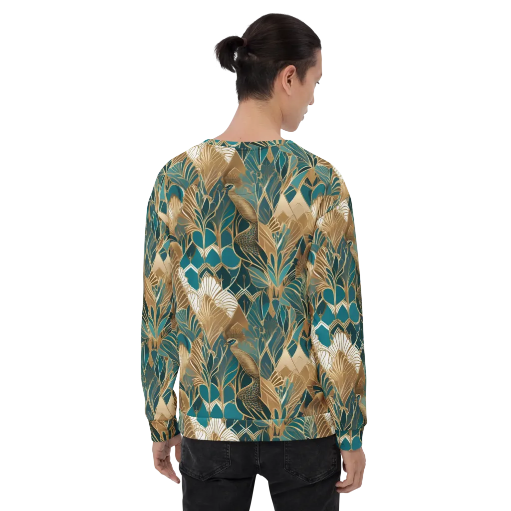 Gilded Peacock Garden on Sweatshirt — Back print