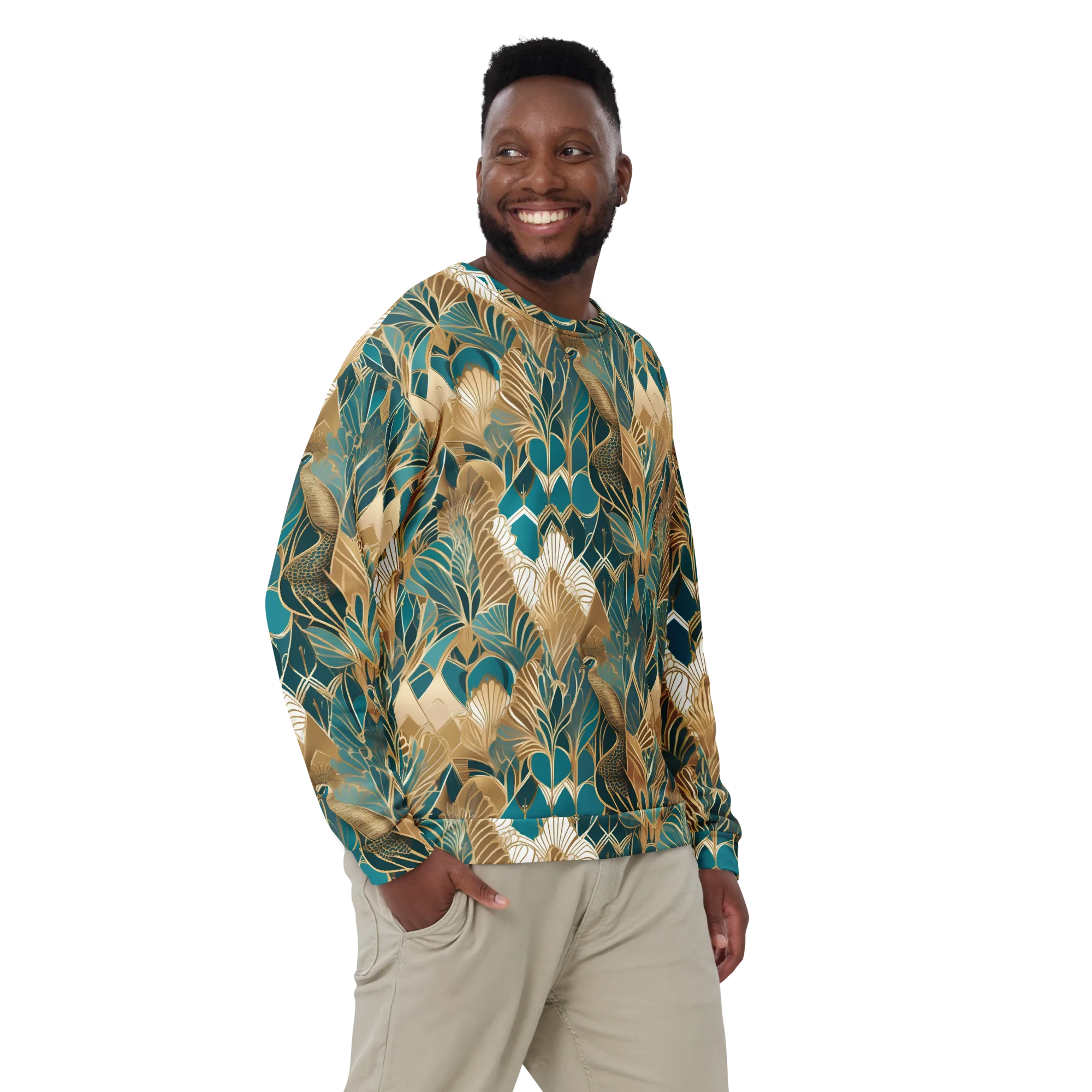 Gilded Peacock Garden on Sweatshirt — Front print