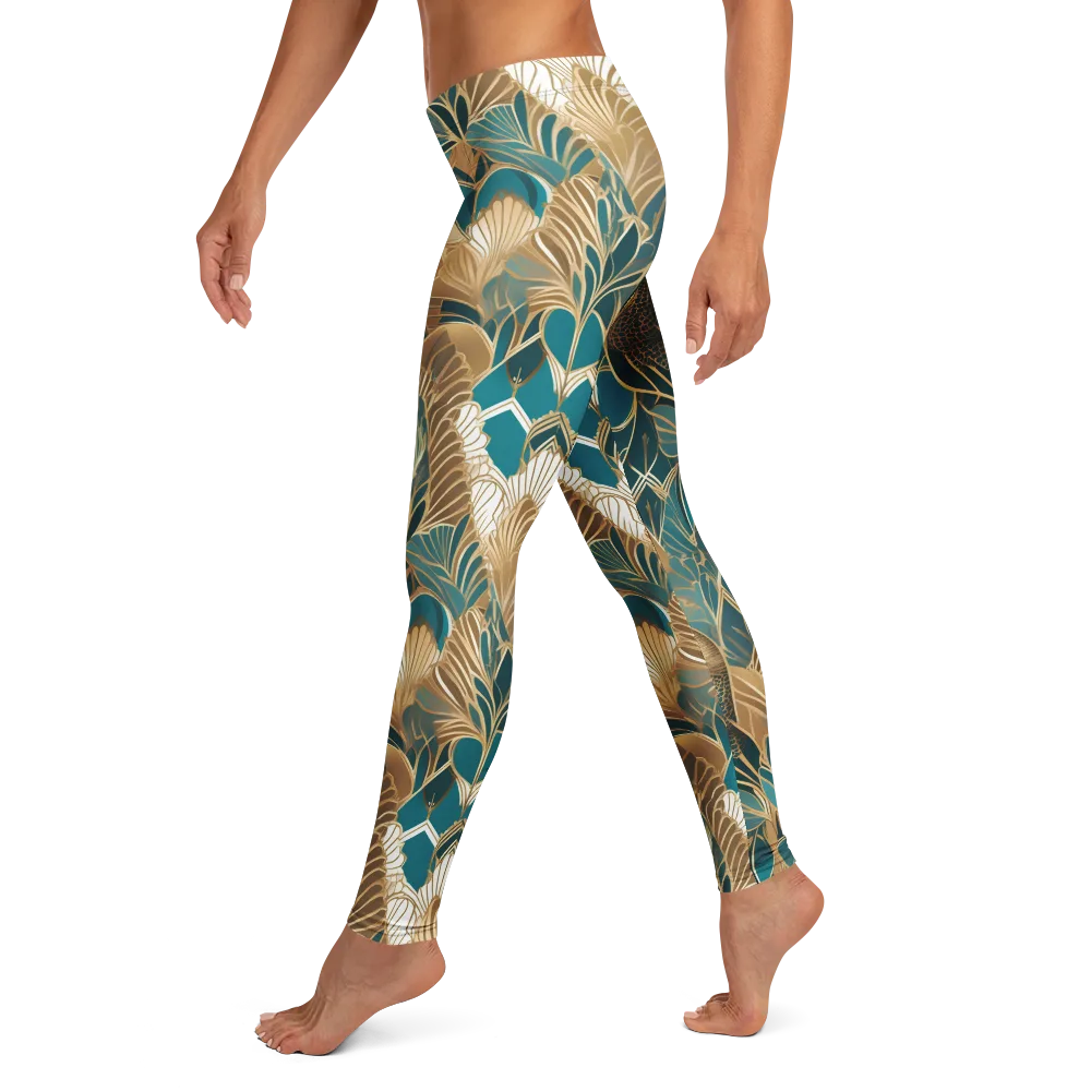 Gilded Peacock Garden on Leggings — Left