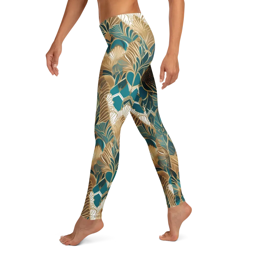 Gilded Peacock Garden on Leggings — Left