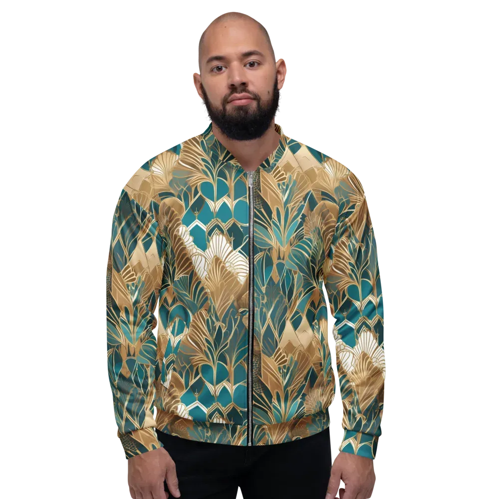 Gilded Peacock Garden on Bomber Jacket — Front