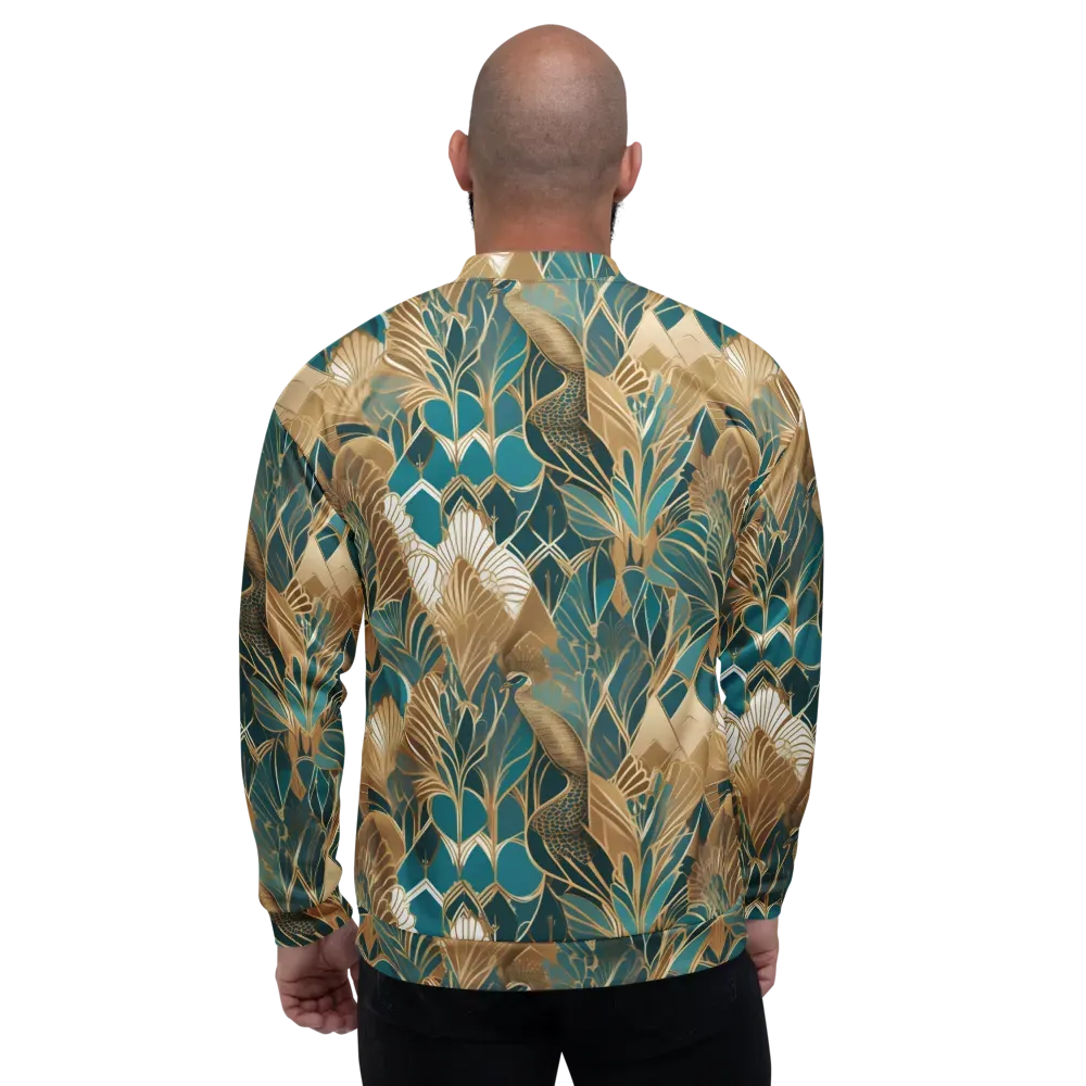 Gilded Peacock Garden on Bomber Jacket — Back
