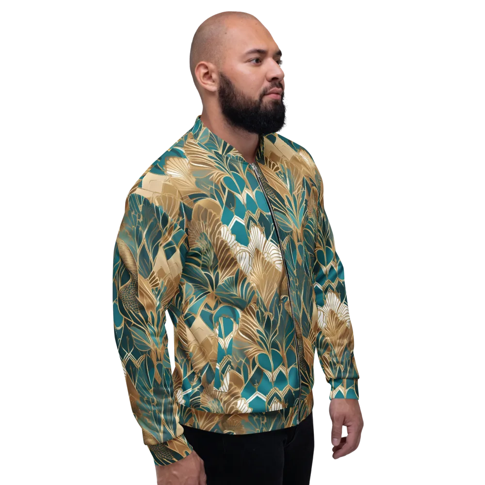 Gilded Peacock Garden on Bomber Jacket — Back print