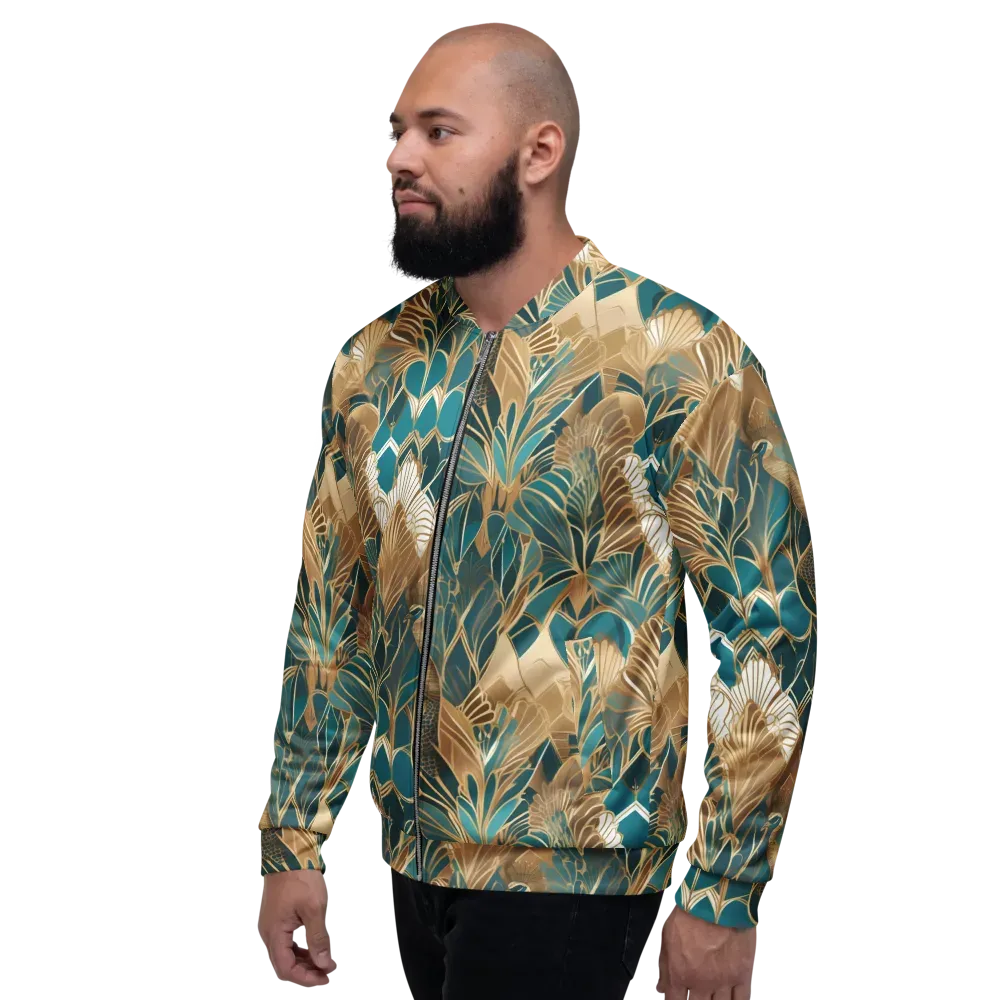 Gilded Peacock Garden on Bomber Jacket — Left