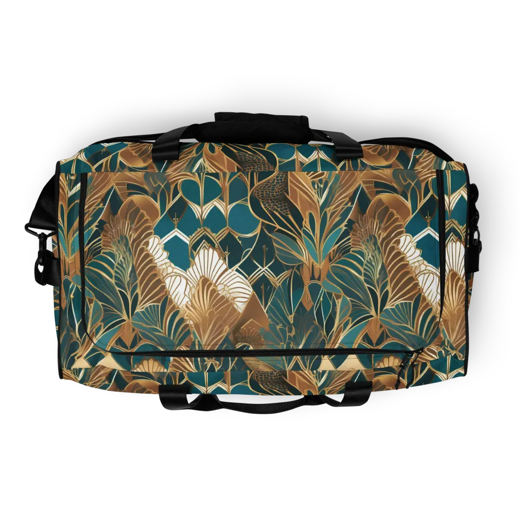 Gilded Peacock Garden on Duffle Bag — Top print