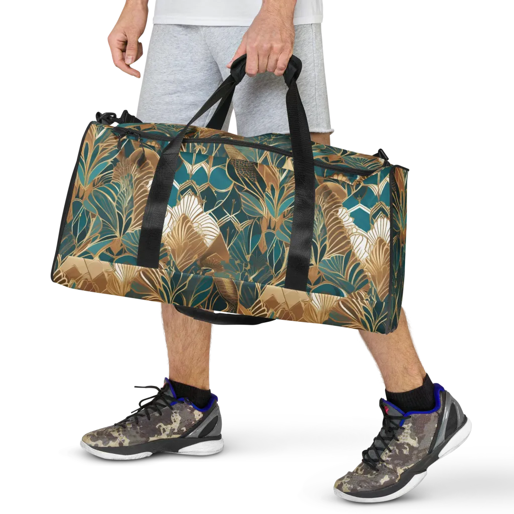 Gilded Peacock Garden on Duffle Bag — Front print