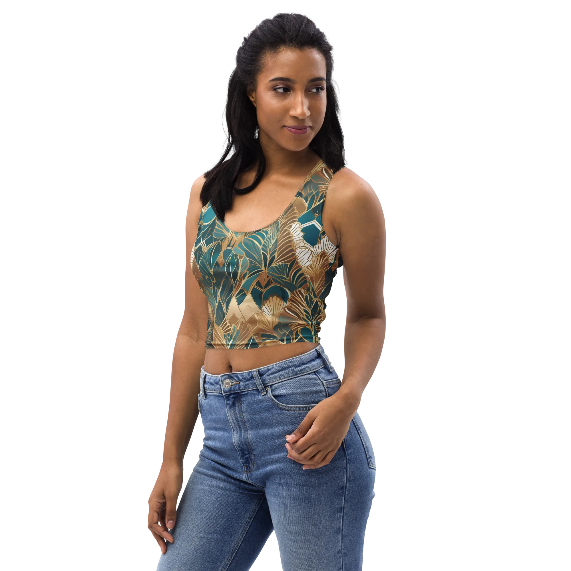 Gilded Peacock Garden on Crop Top — Print file