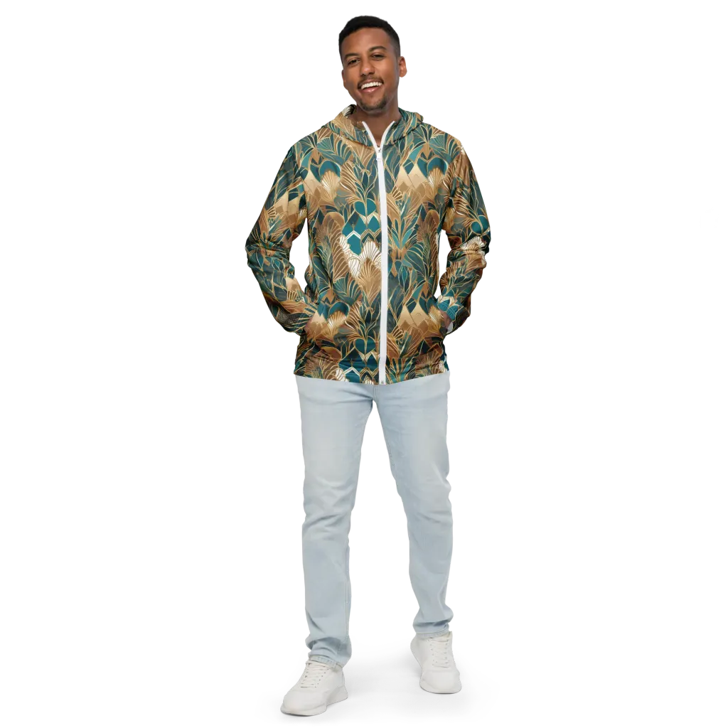 Gilded Peacock Garden on Men's Windbreaker — Front