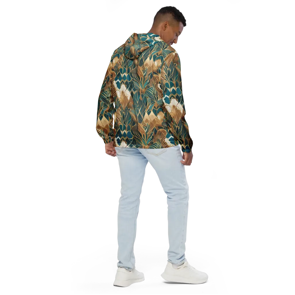 Gilded Peacock Garden on Men's Windbreaker — Back