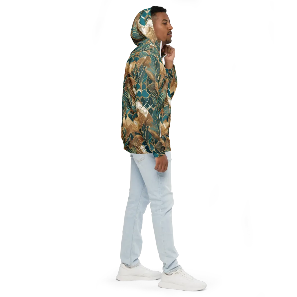 Gilded Peacock Garden on Men's Windbreaker — Right