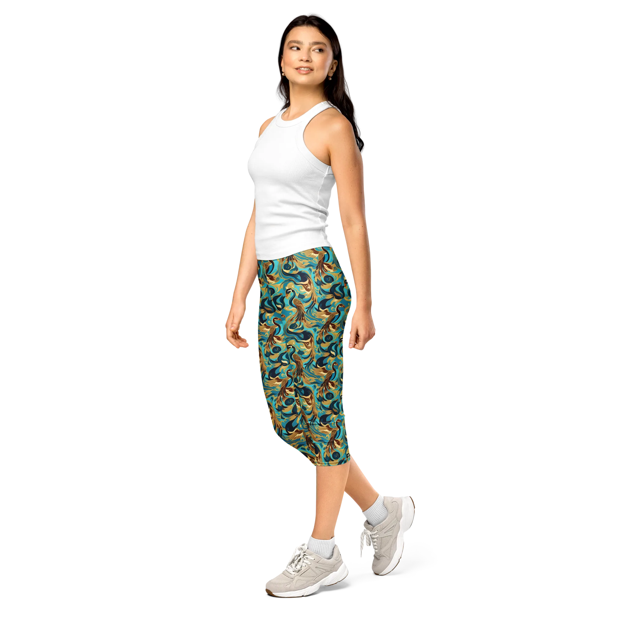 Gilded Crane Rhapsody on Capri Leggings — Print file