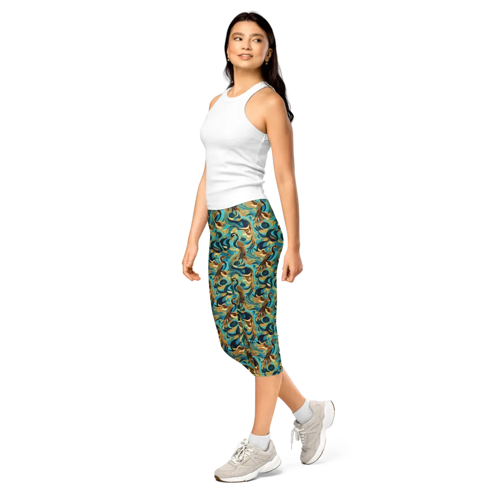 Gilded Crane Rhapsody on Capri Leggings — Print file