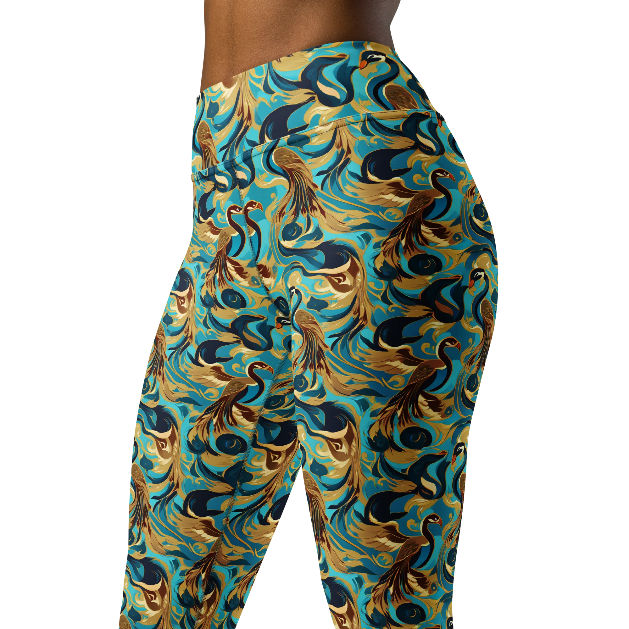 Gilded Crane Rhapsody on Yoga Leggings — Print file