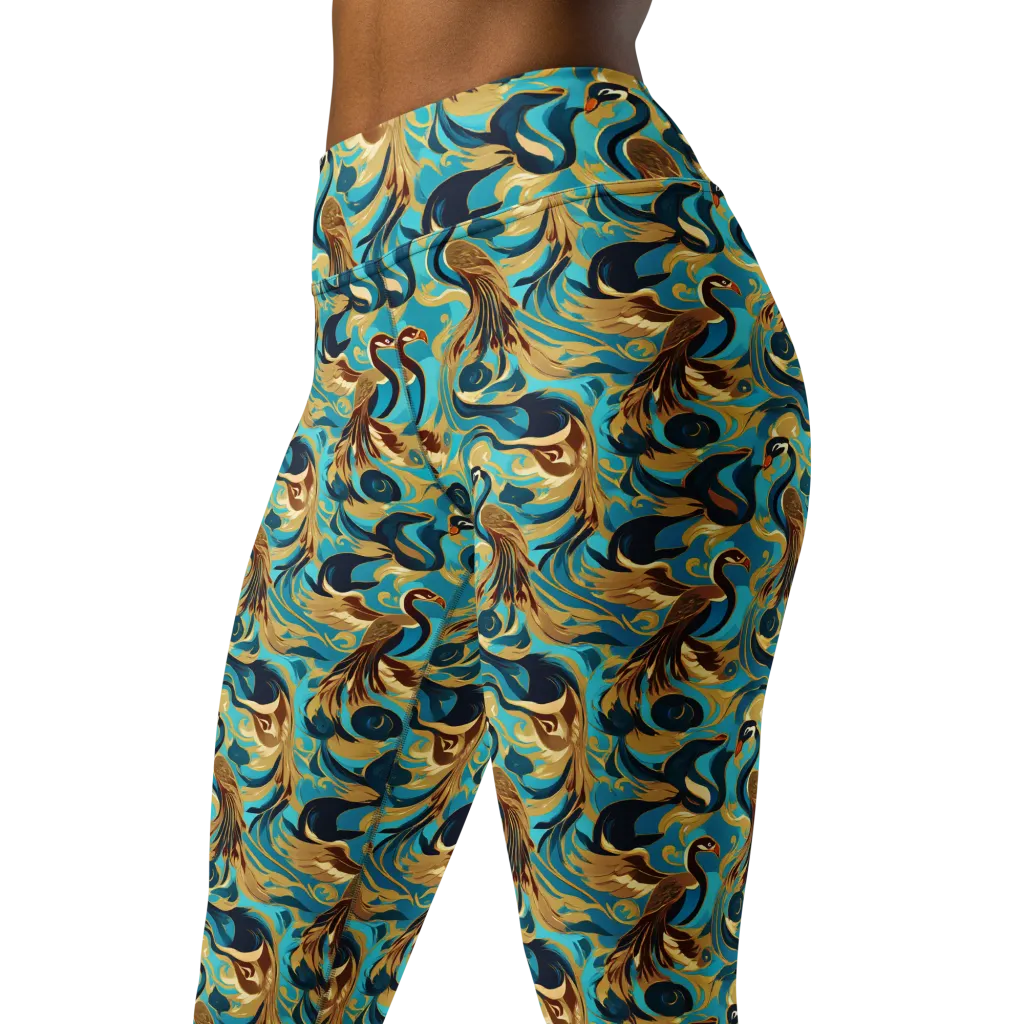 Gilded Crane Rhapsody on Yoga Leggings — Print file