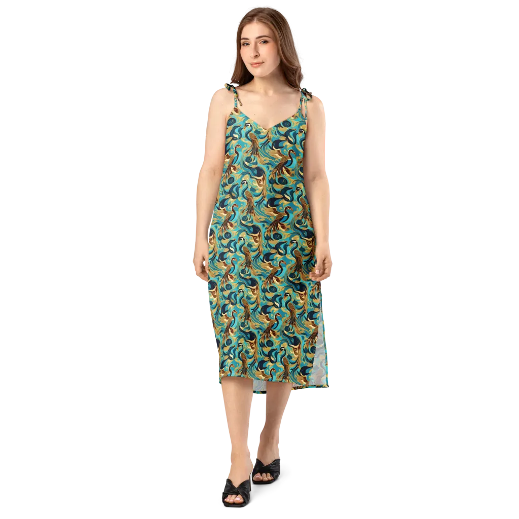 Gilded Crane Rhapsody on Slip Dress — Front