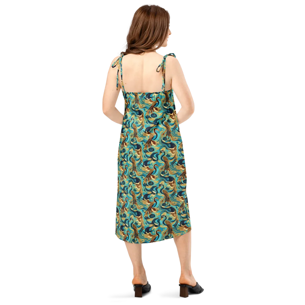 Gilded Crane Rhapsody on Slip Dress — Back