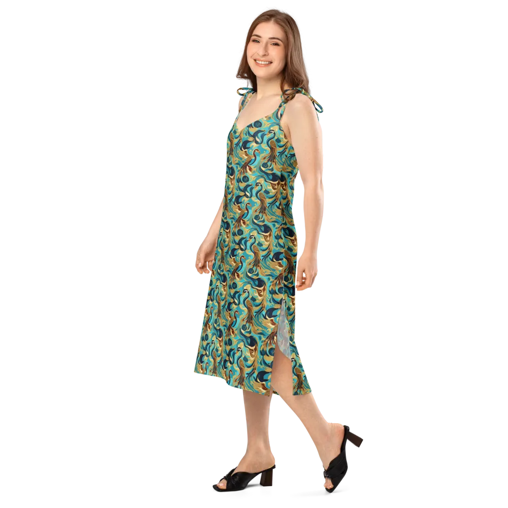 Gilded Crane Rhapsody on Slip Dress — Left Front