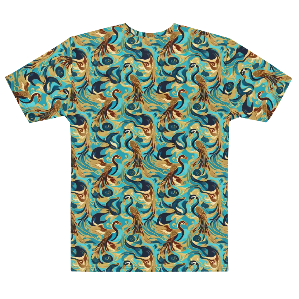 Gilded Crane Rhapsody on Men's Cotton Crew Neck T-Shirt — Front print