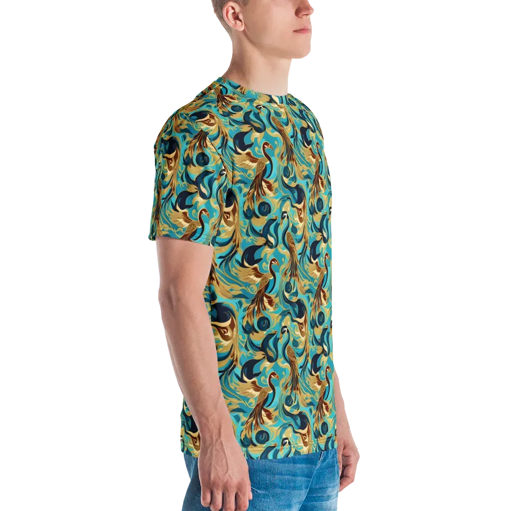 Gilded Crane Rhapsody on Men's Crew Neck T-Shirt — Right