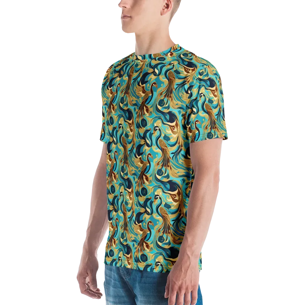 Gilded Crane Rhapsody on Men's Crew Neck T-Shirt — Left