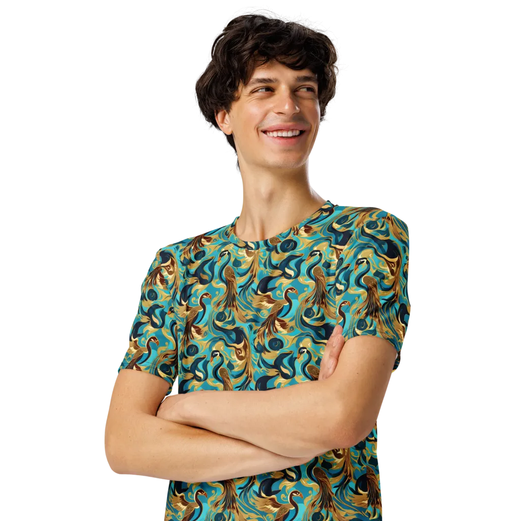 Gilded Crane Rhapsody on Men's Crew Neck T-Shirt — Front print