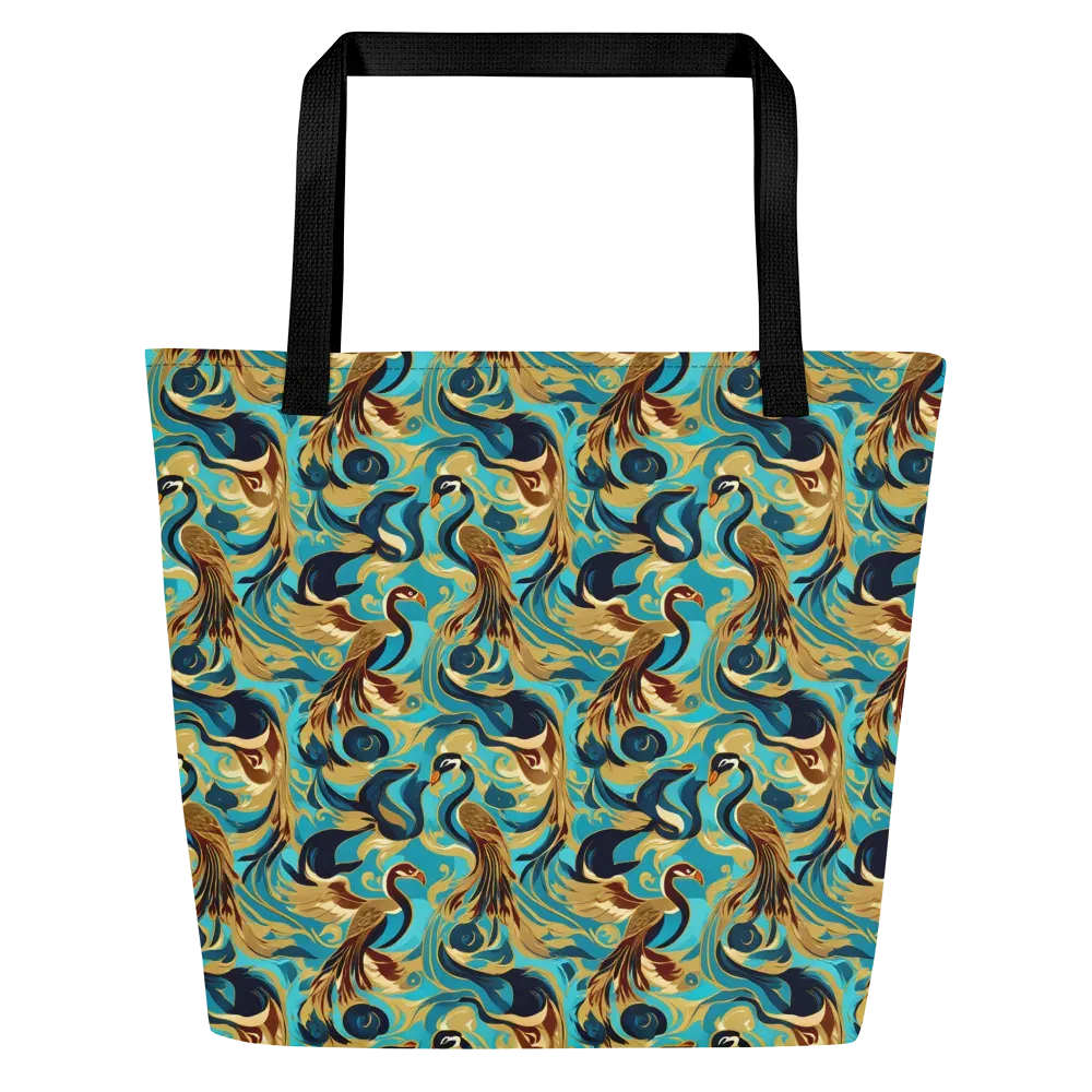 Gilded Crane Rhapsody on Large Tote Bag W/ Pocket — Front