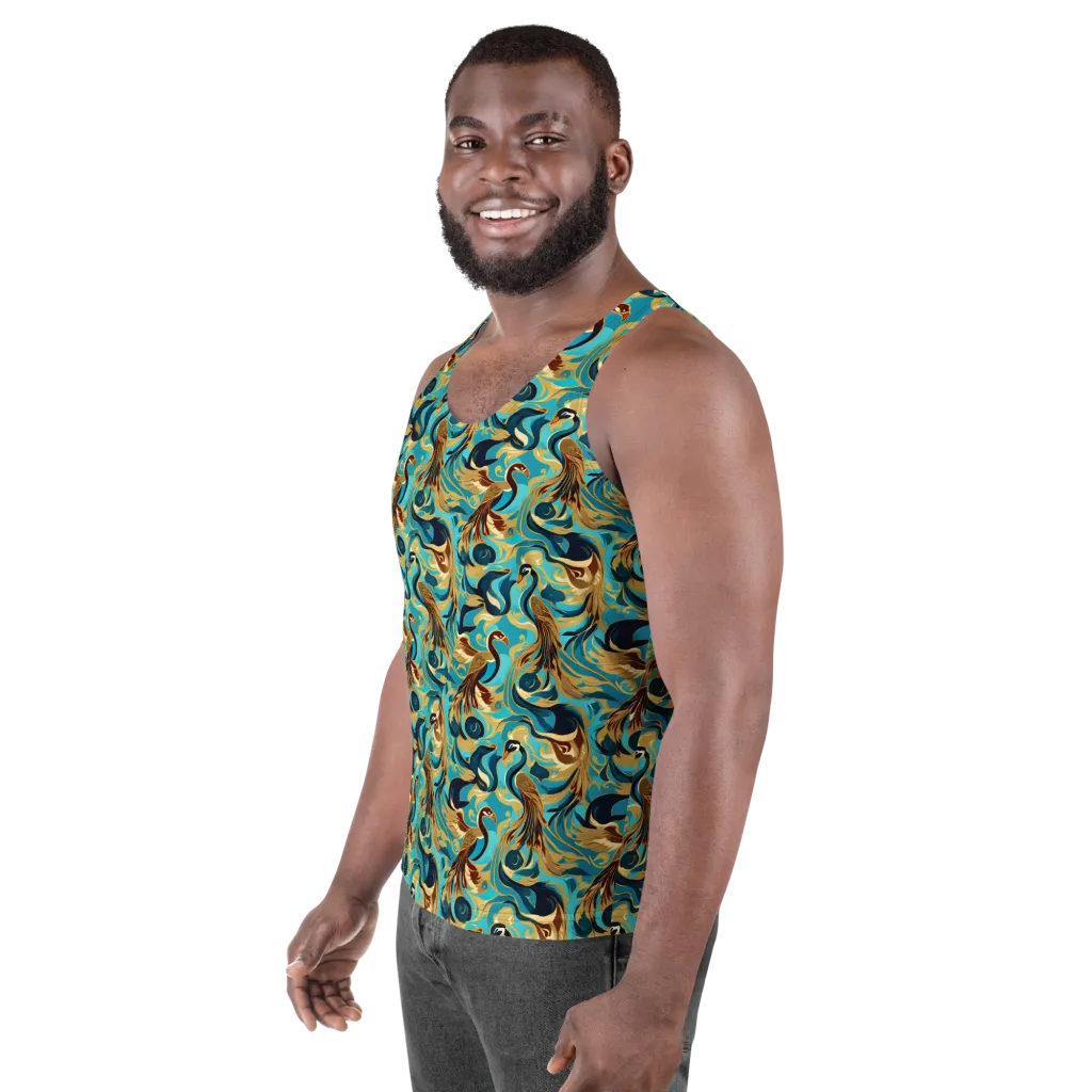 Gilded Crane Rhapsody on Men's Tank Top — Left Front